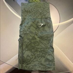 GYMSHARK ADAPT x WHITNEY SIMMONS SHORTS—FORCE GREEN/WINTER OLIVE— SIZE SMALL